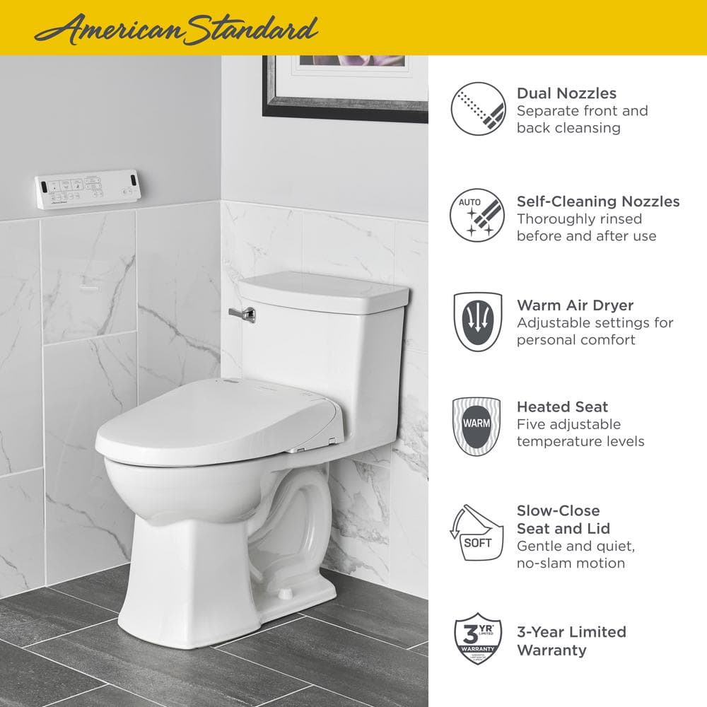 Advanced Clean White Elongated Electric Bidet Seat with Heated Feature