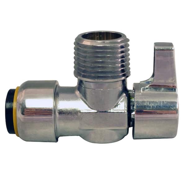 1/2 in. Chrome-Plated Brass Push-To-Connect x 1/2 in. MIP Brass Quarter-Turn Angle Stop Valve