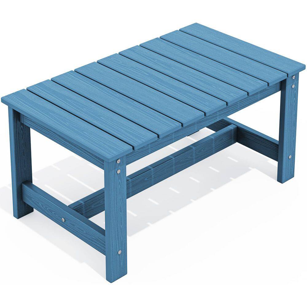 33.7 D x 19.7 W x 16.5 H Rectangle Outdoor Coffee Table HDPE Patio C
