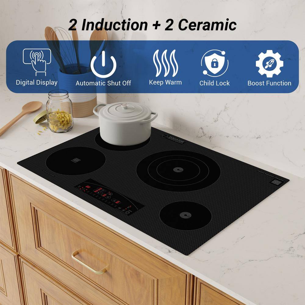 Equator 30" Black Ceramic-Induction 4 Burner Cooktop with Touch Control