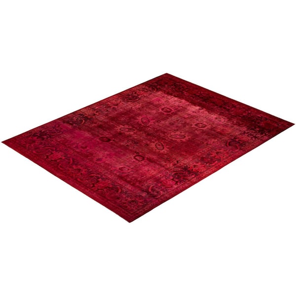 Overdyed Red 12 ft. x 15 ft. Solid Wool Indoor Area Rug