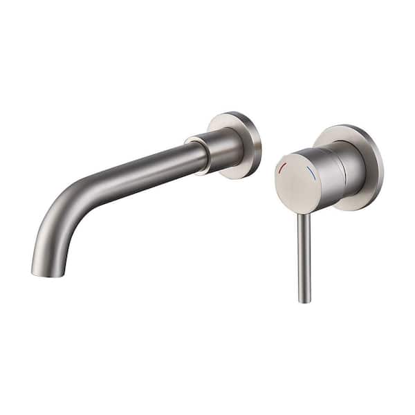 cobbe Single-Handle Rectangular Wall Mounted Bathroom Faucet or Bathtub in Brushed Nickel