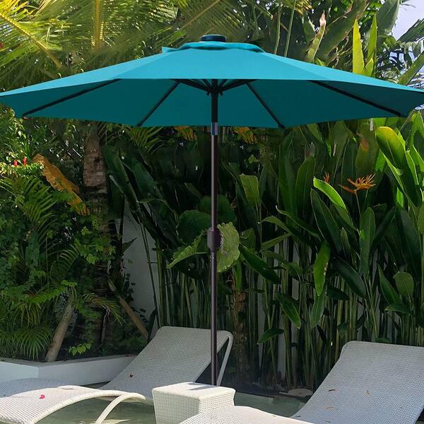 dark teal patio umbrella Dyiom 9 ft. Aluminum Outdoor Market Patio Umbrella in Teal Blue with 8 Sturdy Ribs