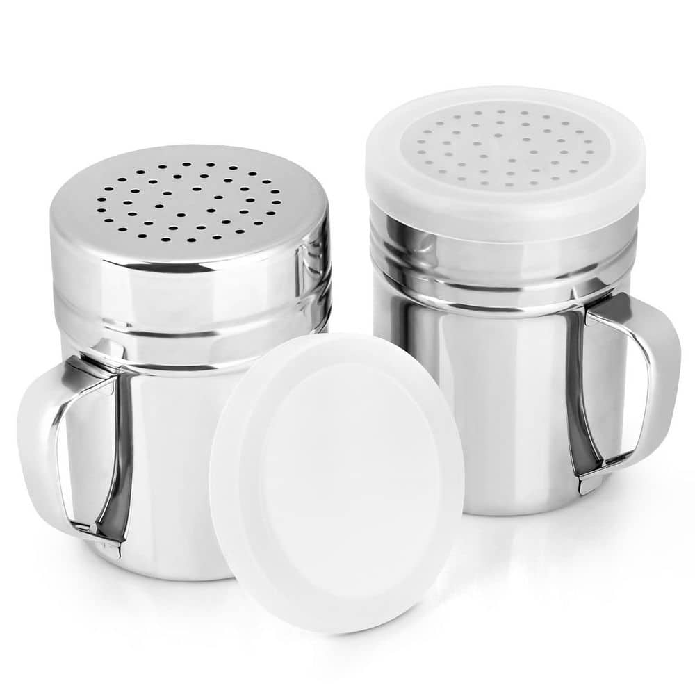 Stainless Steel Finish Salt Pepper Dredge Shakers with Handle and Lid, 2pcs, Seasonings Spice Accessory price history on PriceWatchPro