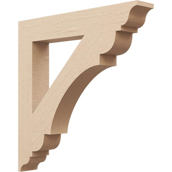 Ekena Millwork 3.5 in. x 24 in. x 24 in. Olympic Traditional Rough Cedar Woodgrain Timberthane Polyurethane Bracket, Primed Tan