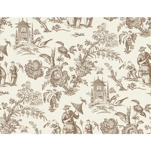 Hickory Smoke Colette Chinoiserie Paper Unpasted Nonwoven Wallpaper Roll 60.75 sq. ft.