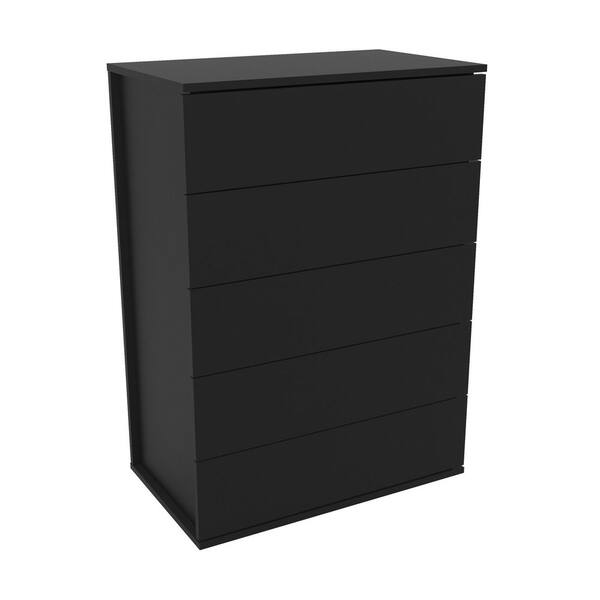 Polifurniture Madison 5Drawer Black Chest of Drawers (26.375 in. W x