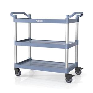3 Tier Medium 390 lbs. Capacity Plastic Utility Cart with Wheels Grey