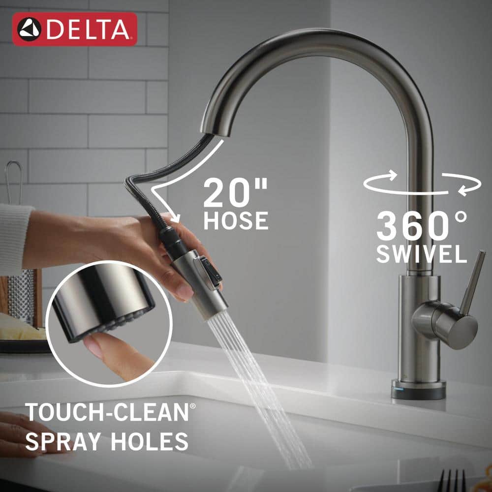 Black Stainless Steel Touchless Kitchen Faucet with Pull-out Spray