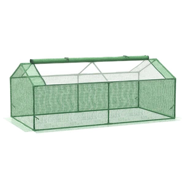 Green 35.5 in. W x 70.75 in. D x 27.5 in. H Mini Greenhouse, Portable Hot House for Plants with Large Zipper Windows