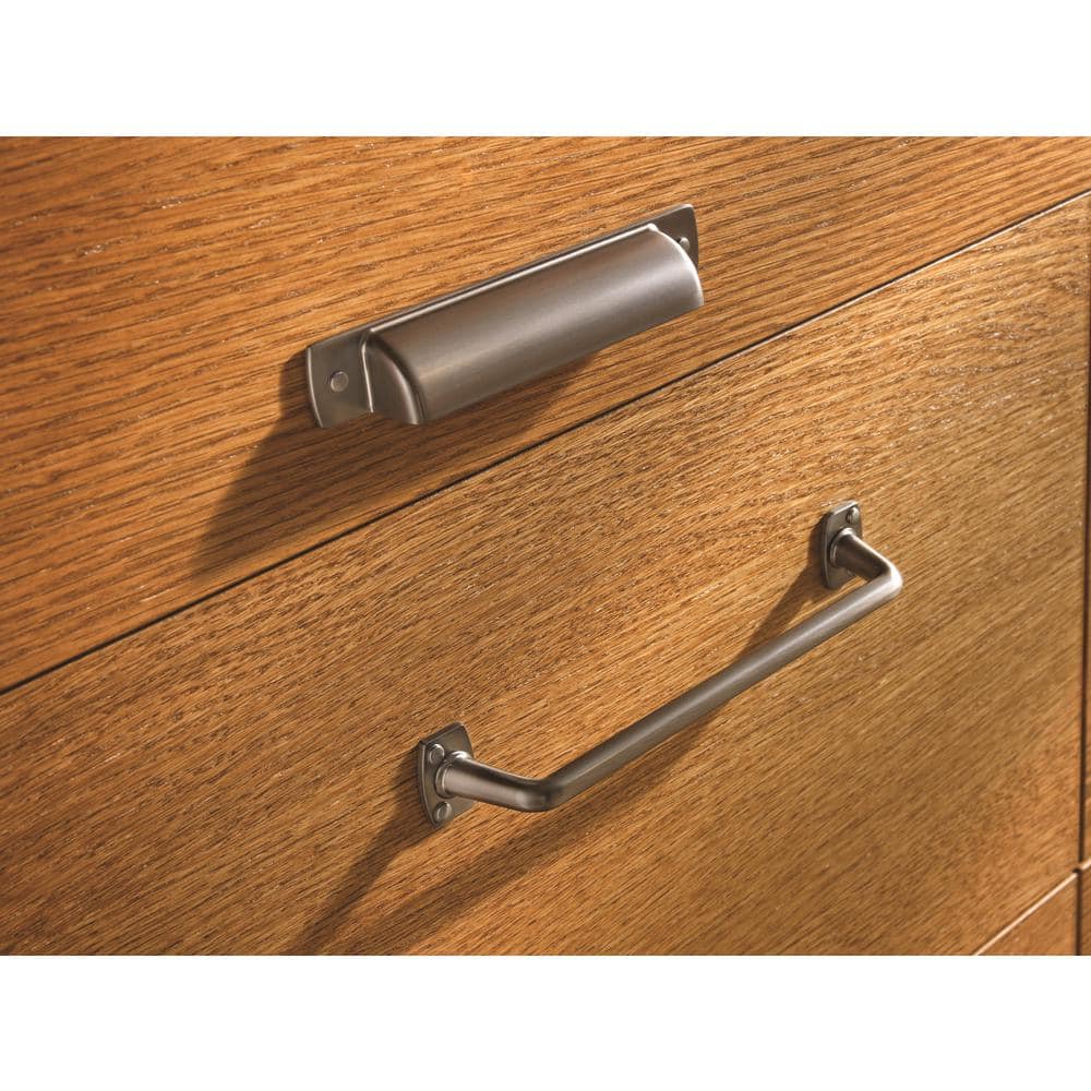 Graphite Brushed Nickel 3-Inch Cup Pull with Mounting Hardware
