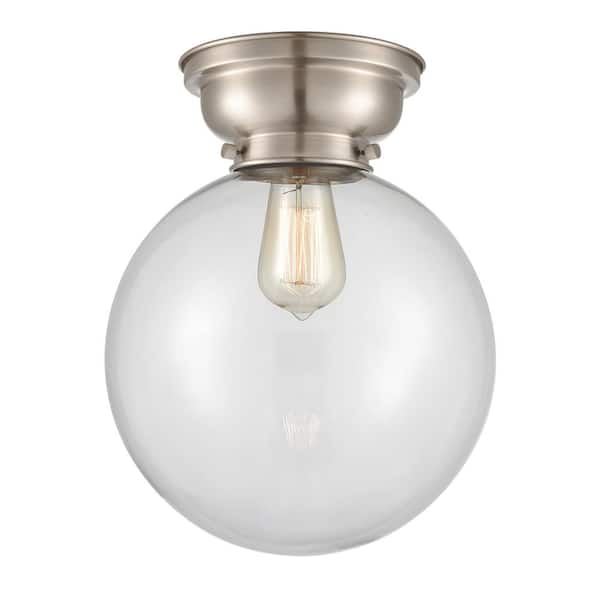 Innovations Aditi Beacon 10 in. 1-Light Brushed Satin Nickel Flush Mount with Clear Glass Shade