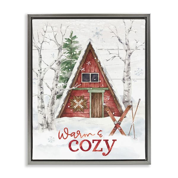 Stupell Industries Warm and Cozy Cabin by Courtney Morgenstern 1-Piece Floater Frame Graphic Print Typography Art Print 21 in. x 17 in.