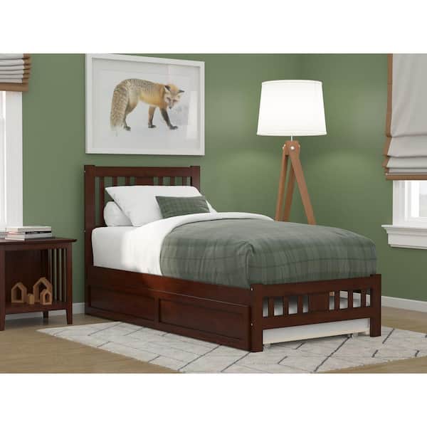AFI Tahoe Twin Bed with Footboard and Twin Trundle in Walnut