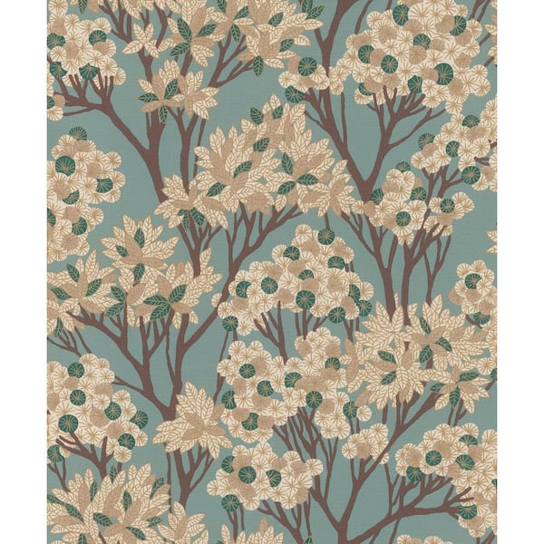 Stickley Sky Blue Tree Wallpaper Sample