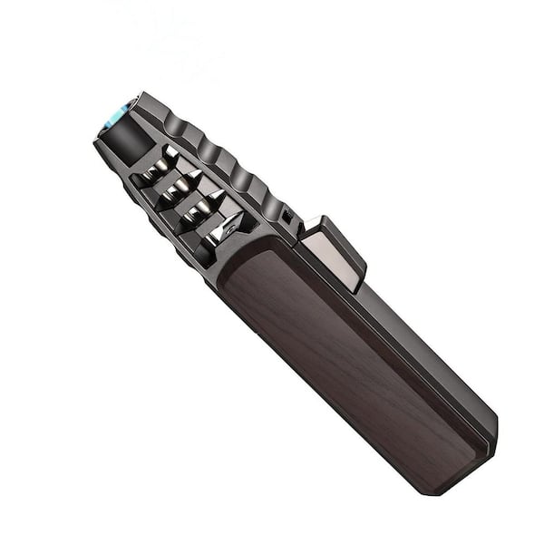 Zinc Alloy Plastic Black Refillable Kitchen Torch Lighter with Adjustable Windproof Jet Flame Safety Lock