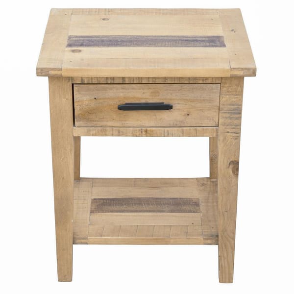 Andmakers Ashford 16 9 In X 20 1 Brown Rectangular Reclaimed Wood End Table With Storage Shelf And Drawer Tw Eg Lt01 Rn The Home Depot Andmakers Ashford 16 9 In X 20 1, Reclaimed Wood Side Table With Drawer