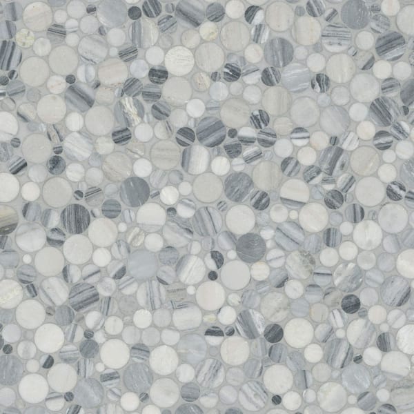 MSI Alaska Gray 12 in. x 12 in. x 0.38 in. Polished Marble Mesh-Mounted Mosaic Floor and Wall Tile (10 sq. ft./Case)