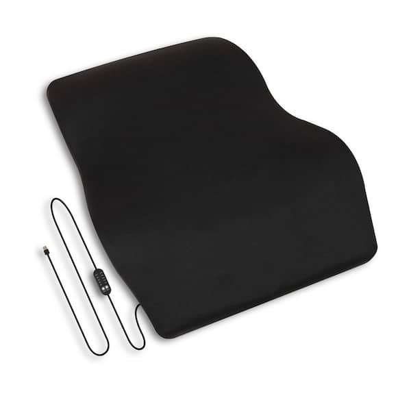 Heated Air-Cloud Lumbar Memory Foam Cushion with Adjustable Heat Settings and Timer, Black