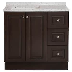 Northwood 37 in. W x 19 in. D Bathroom Vanity in Dusk with Solid Surface Vanity Top in Silver Ash with White Sink