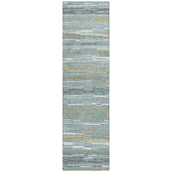 Chantille Machine Washable Indoor/Outdoor Abstract ACN2908 Teal 2 ft. x 7 ft. Runner Rug