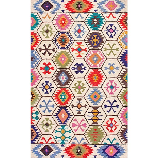 nuLOOM Giuseppina Tribal Bohemian Cream 9 ft. x 12 ft. Area Rug