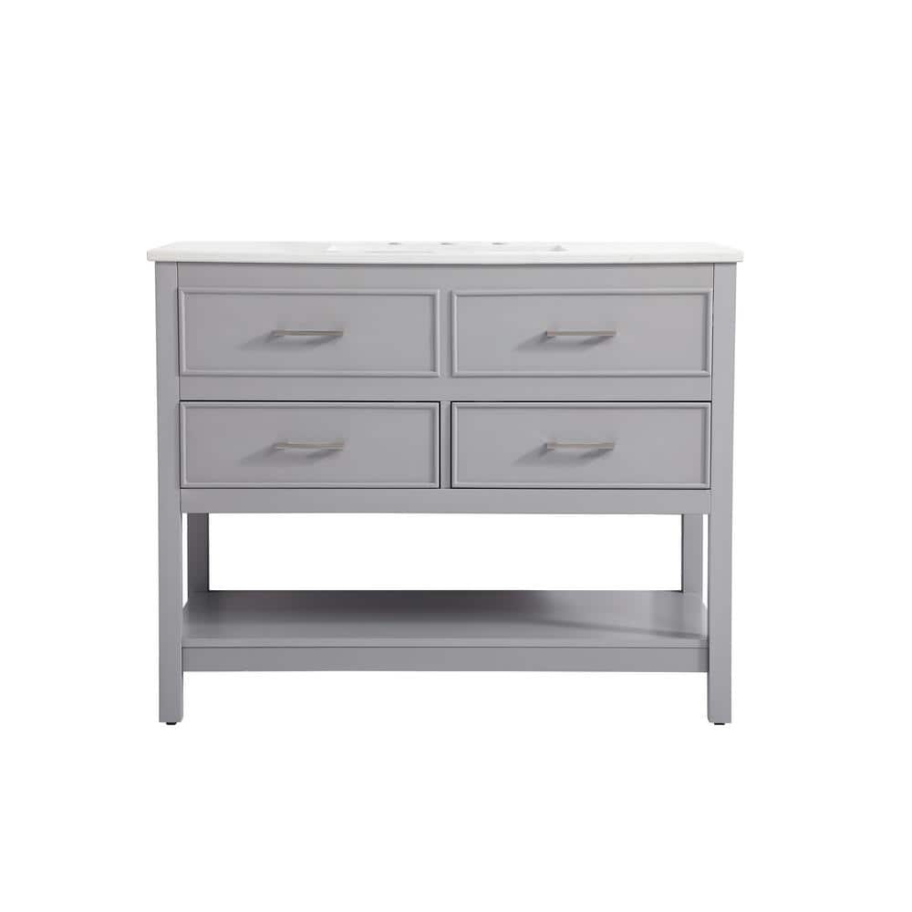 Simply Living 42 in. Single Bathroom Vanity in Gray with Quartz Vanity Top 