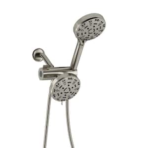 8-Spray Patterns with 1.8 GPM 5 in. Wall Mount Dual Shower Heads with Pause and Shower Arm in Brushed Nickel