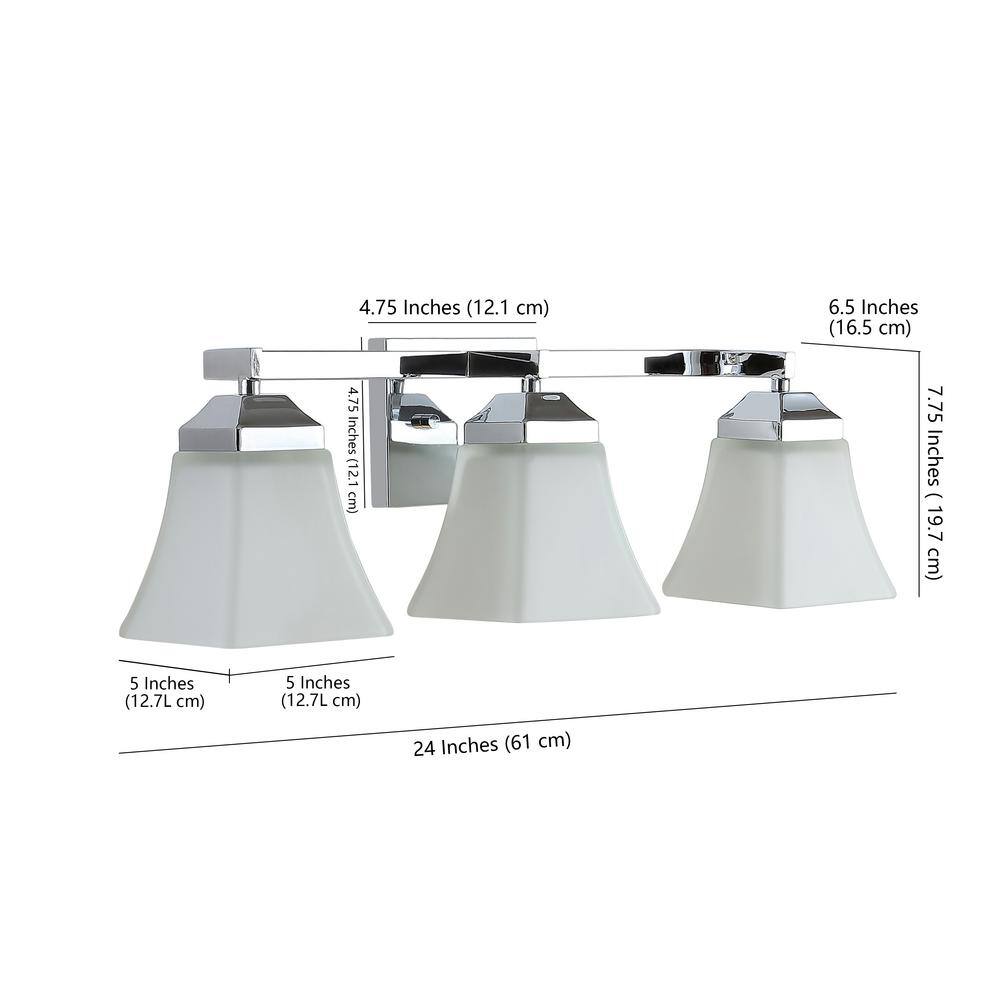 Staunton 24" Chrome 3-Light Iron and Glass Vanity Light