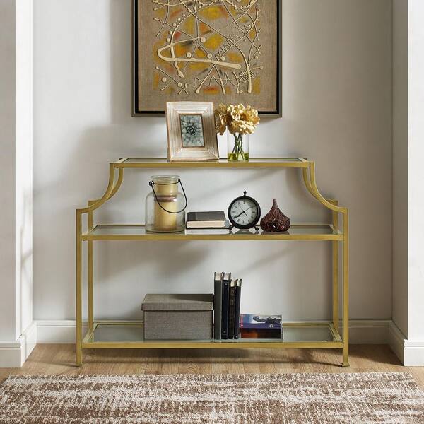 crosley aimee glass console table