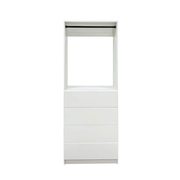 Prosper 32 in. W White Tower Unit 1-Shelf 4-Drawers Wood Closet System