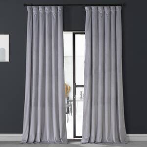 Cascade Grey Gray Royal Lux Velvet Room Darkening Curtain - 50 in. W x 84 in. L (1 Panel)