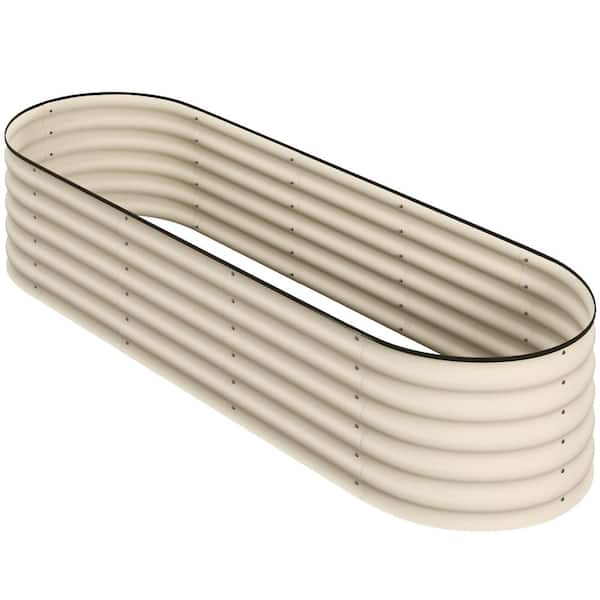 Jushua 76.8 in. x 23.5 in. x 16.5 in. Outdoor Galvanized Steel Raised Garden Bed Kit with Safety Edging, Stock Tank, Beige