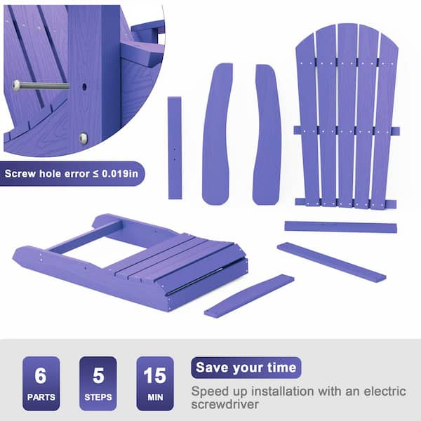 Mximu Classic Purple Plastic Outdoor Patio Adirondack Chair