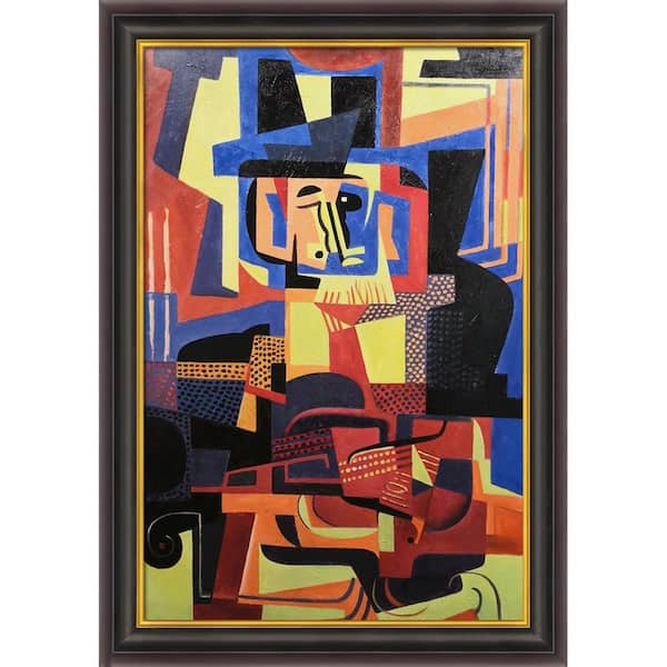 LA PASTICHE Man with Violin by Juan Gris Opulent Framed Abstract Oil Painting Art Print 30 in. x 42 in.