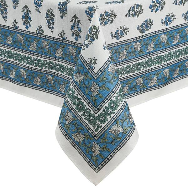 Threadmade Home Tropez Block Print Stain & Water Resistant Indoor/Outdoor Tablecloth, Multicolor - 60"W x 144"L