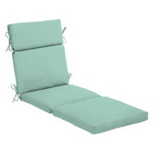 22 in. x 77 in. Outdoor Chaise Lounge Cushion in Aqua Leala