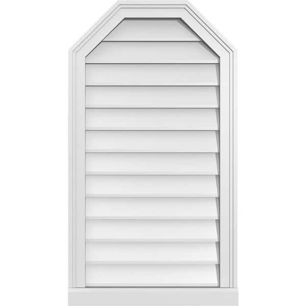 Ekena Millwork 20" x 36" Octagonal Top Surface Mount PVC Gable Vent: Non-Functional with Brickmould Sill Frame