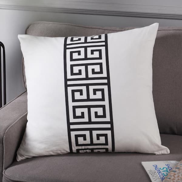 White pillow black online trim