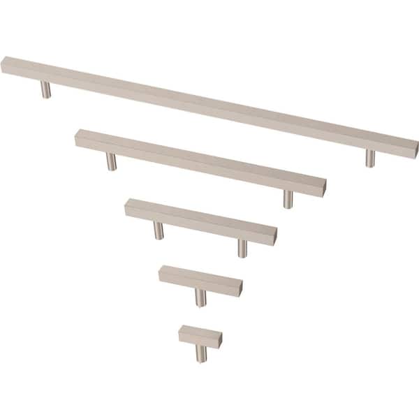 Square Bar 3 in. (76 mm) Satin Nickel Elongated Bar Cabinet Knob