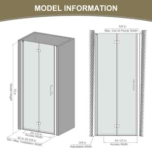 32 to 33-3/8 in. W x 72 in. H Bi-Fold Frameless Shower Door in Bronze with 1/4 in. Tempered Tinted Glass