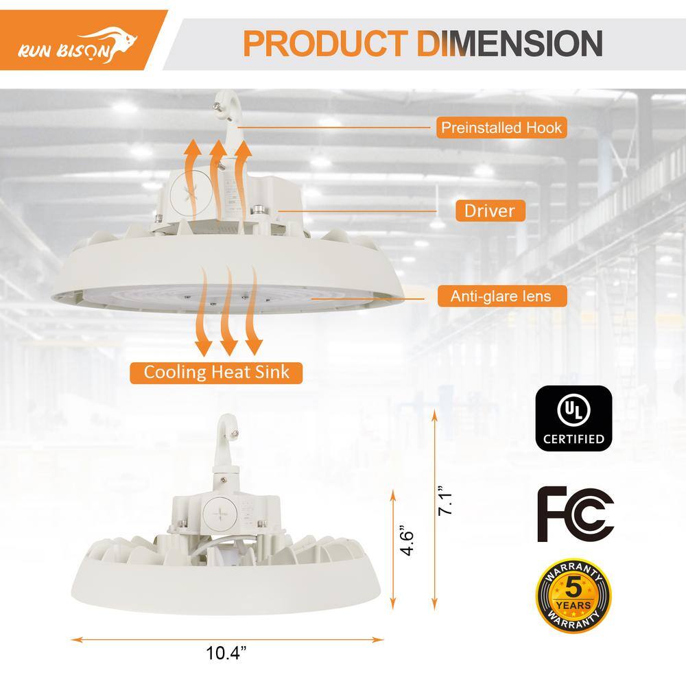 White Aluminum UFO LED High Bay Ceiling Light