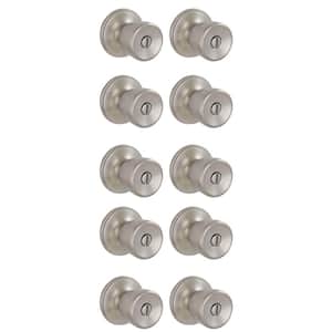 Brill Satin Stainless Steel Privacy Bed/Bath  Door Knob (10-Pack)