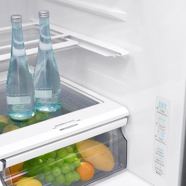 Samsung 27 8 Cu Ft 4 Door French Door Smart Refrigerator With Food Showcase Door In Stainless Steel Standard Depth Rf28r7351sr The Home Depot