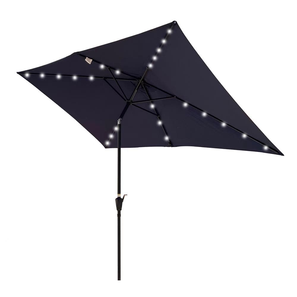 10 ft. x 6.5 ft. Rectangular Patio Solar LED Lighted Outdoor Umbrellas with