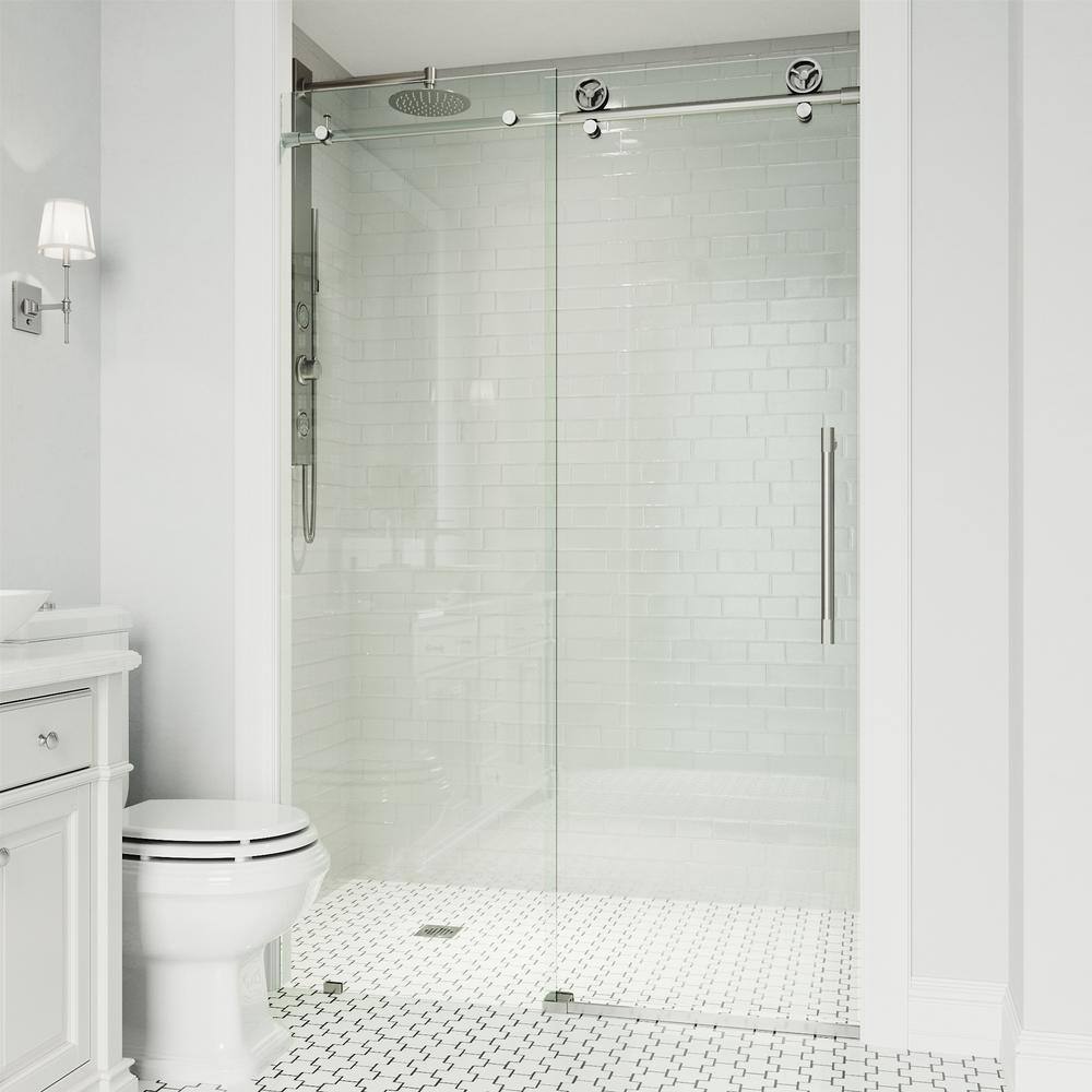 Cass 72" Frameless Sliding Shower Door with Clear Glass