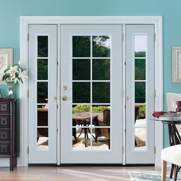 8'0 Wide 15-Lite Fiberglass Patio Prehung Double Door Unit with Sidelites  - Door Clearance Center