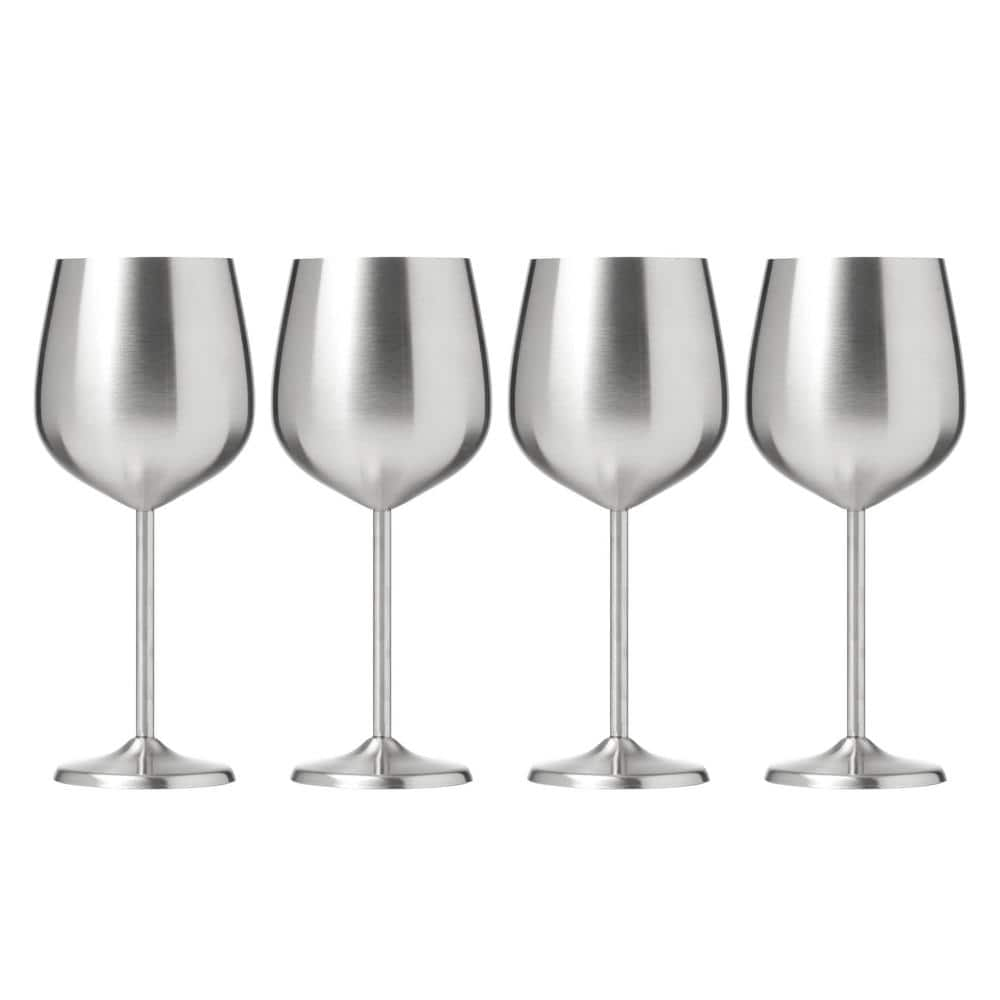 18 oz. Silver Stainless Steel White Wine Glass Set (Set of 4) -  Cambridge, EW001CBSTNDS