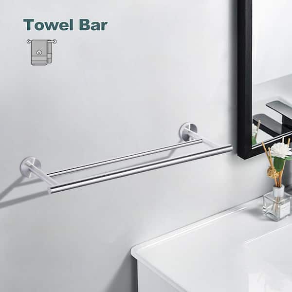 20 in. Wall Mounted Towel Bar Hardware Accessory in Brushed Nickel