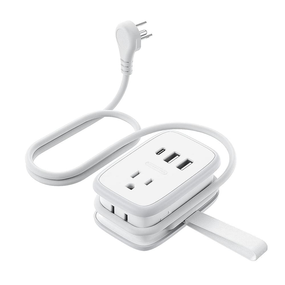 3 ft. Wrapped Around Extension Cord 2-Outlet Flat Plug Travel Power Strip w